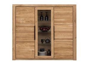 4255632819773 - Massivart ® - Highboard Eiche teilmassiv geölt 160 cm - greta - Die Möbelfundgrube