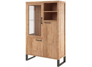 4255632820489 - Massivart ® - Highboard 1 Glastür Akazie massiv 88 cm - beniko - Die Möbelfundgrube