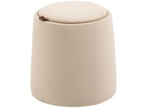 4255633502865 - Aufbewahrungs-Ottomane mit Stauraum beige Ø44 x 475Hcm ottomane sitzhocker runde polsterhocker fußbank beistelltisch