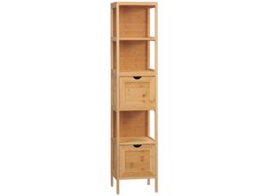 4255633507228 - Kleankin - Badezimmerschrank Badschrank Aufbewahrungsschrank mit Kippschutz aus Bambus Unterschrank mit 2 Schubladen Lanfhausstil Beistellschrank 4255633507228 - Kleankin - Badezimmerschrank Badschrank Aufbewahrungsschrank mit Kippschutz aus Bambus Unterschrank mit 2 Schubladen Lanfhausstil Beistellschrank