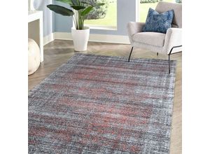 4255633509369 - Teppich Kurzflor Grau-Koralle 140 x 67 x 1 cm