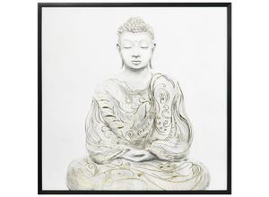 4255633510594 - Wandbilder Leinwand Canvas Wand Art Texturiert Buddha Sitzen in Meditation Wanddekoration für Wohnzimmer Schlafzimmer 83 x 83 cm