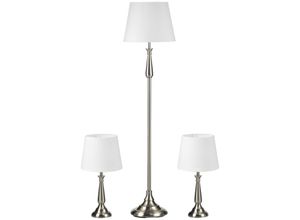 4255633511010 - 3er-Lampenset inkl 2 Tischleuchte 1 Stehlampe im Vintage-Design Stehleuchte und Tischlampe Set mit E27 Sockel für Wohnzimmer Schlafzimmer Creme