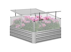 4255633512802 - Hochbeet Gemüsebeet mit Abdeckung für Garten Terrasse Silber