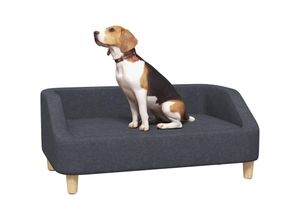 4255633513854 - Hundesofa Haustiersofa Katzensofa Hundebett für mittelgroße und große Hunde Hundecouch mit Erhöhtem Design Hundesessel mit Holzbeine Dunkelgrau