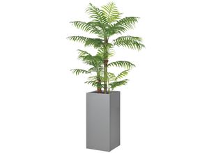 4255633517036 - - Pflanzkübel lackierter Stahl wetterbeständig 34 cm x 34 cm x 76 cm Grau - Grau