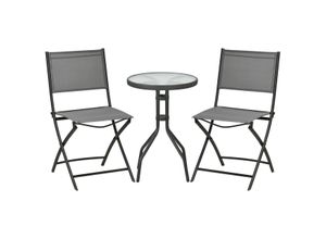 4255633517555 - Bistro Set mit klappbaren Stühlen grau 50L x 50B x 72H cm