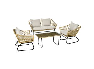 4255633517616 - Gartenmöbel-Set mit Doppelsofa braun 125L x 67B x 67H cm