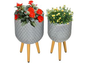 4255633518279 - 2er-Set Pflanzenständer wetterbeständig abnehmbare Beine 31 cm x 31 cm x 55 cm Grau - Grau - Outsunny