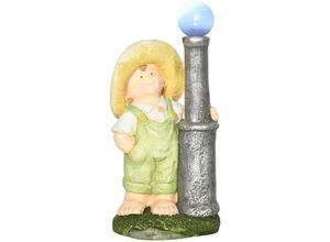 4255633518613 - Gartenfigur Kleiner Junge mit Laterne Gartendekoration wetterbeständig mit Solarlicht - Mehrfarbig - Outsunny