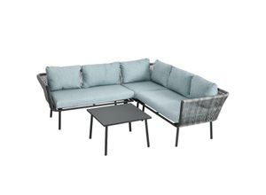 4255633519818 - Rattan Gartenmöbel-Set mit einem Beistelltisch und Sitzkissen grau 120L x 71B x 65H cm