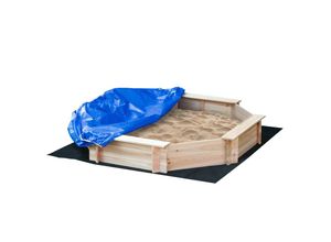 4255633520111 - Sandkasten mit Polyester-Abdeckung natur 1395L x 1395B x 215H cm 8-eckig sandkiste mit abdeckung sandbox bodenlos massivholz