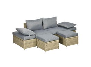 4255633521989 - Rattan Gartenmöbel-Set mit Stauraum und Polsterkissenauflagen grau 105L x 80B x 66H cm