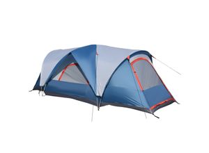 4255633523051 - Campingzelt mit 2 Türe blau 475L x 207B x 150H cm campingzelt für 4 personen tunnelzelt gruppenzelt mit tragetasche