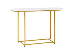 4255633523334 - Konsolentisch Flurtisch Moderner Beistelltisch Sofatisch für Wohnzimmer Flur Eingangsbereich Stahl Weiß+Gold120 x 40 x75 cm - Weiß+Gold - Homcom