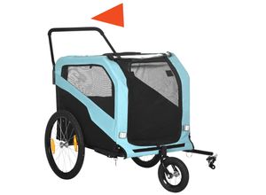 4255633526199 - Hundeanhänger mit Schiebegriff und Fahne blau 170L x 77B x 90H cm fahrradhundeanhänger fahrradanhänger hundeanhänger