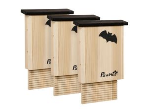 4255633526410 - Pawhut - Fledermauskasten 3er-Set Fledermaushaus Nistkasten für Fledermäuse Fledermausbox zum Aufhängen für Sommer Winter Tannenholz 25 x 6 x