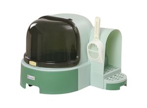 4255633526939 - Pawhut - Katzentoilette Katzenhaus Katzenklo inklusive Schaufel 2 Herausziehbarer Bodenwannen Haube Grün 52 x 60 x 42 cm - Grün