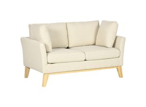 4255633527134 - 2-Sitzer-Sofa mit Kissen beige 137L x 78B x 78H cm