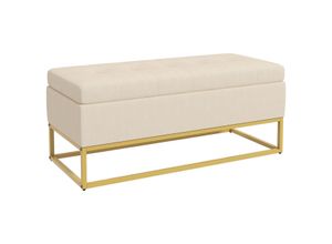 4255633527813 - Sitzbank mit Stauraum Polsterbank mit Klappdeckel Bettbank mit Samtoptik Truhenbank mit Stahlbeine für Wohnzimmer Schlafzimmer Beige 110 x 44