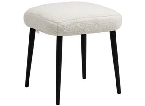 4255633528131 - Fußhocker Sitzhocker Quadratischer Schminkhocker Fußstütze mit Kaschmir-Optik Stahlbeine für Wohnzimmer Schlafzimmer Creme 42 x 42 x 47 cm