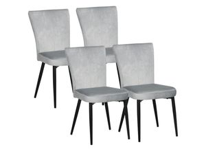 4255633528728 - Homcom - Esszimmerstuhl 4er-Set Küchenstühle Essstuhl mit Rückenlehne Polsterstuhl mit Samtoptik Küchenstuhl für Wohnzimmer Stahl Grau 46 x 65