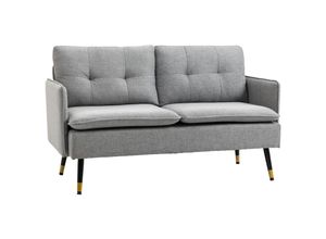 4255633529220 - Zweisitzer Sofa mit Rücken- und Sitzkissen grau 139L x 68B x 80H cm zweisitzer mit kissen loveseat mit leinenoptik doppelsofa