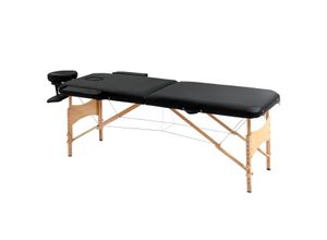 4255633530769 - Massagetisch mit Kopfstütze und Tragegriffen schwarz 185L x 60B x 61-88H cm massagebank massagetisch massageliege massagestuhl massagebett