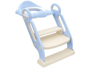 4255633531865 - ZONEKIZ Kinder Toilettensitz klappbarer Toilettentrainer mit Treppe Griff Blau