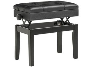 4255633534514 - Klavierbank höhenverstellbarer Klavierhocker mit versteckten Stauraum Pianobank mit Lederkissen Schwarz 63 x 35 x 46-56 cm - Schwarz - Homcom