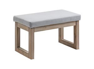 4255633536051 - Homcom - Fußbank Fußhocker Polsterhocker mit Leinenoptik Sitzhocker mit Holzbeine Eingangbank für Wohnzimmer Schlafzimmer Grau 68 x 38 x 42 cm