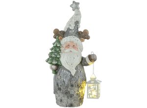 4255633536631 - Homcom - Weihnachtsdeko Figur Weihnachtsmann mit Weihnachtsbaum und Laterne 55 cm Weihnachtsfigur mit LED-Licht Dekofigur zu Weihnachten für In