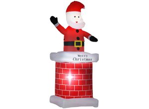 4255633536655 - Homcom - aufblasbarer Weihnachtsdeko 210 m Weihnachtsmann mit Schornstein Gartendeko LED-Beleuchtung Selbstaufblasende Weihnachtsbeleuchtung für