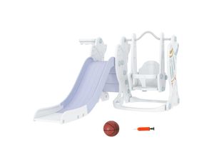 4255633540546 - AIYAPLAY Kinderrutsche mit Schaukel 3 in 1 Kinder Spielplatz Kleinkinderrutsche mit Basketballkorb Basketball Spielturm für 15 bis 4 Jahre