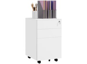 4255633541758 - Rollcontainer Aktenschrank mit 3 Schubladen Büroschrank mit Schloss Druckschrank Unterschrank mit Hängeregistratur Bürocontainer im A4-Format