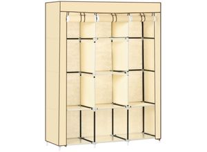 4255633542120 - Homcom - Stoffschrank Kleiderschrank mit Kleiderstangen 8 Ebenen Faltschrank Faltbare Garderobe für Schlafzimmer Flur Vliesstoff Beige 125 x