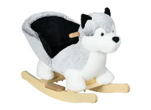 4255633542595 - Schaukeltierwolf mit Soundfunktion grau weiß 60L x 33B x 50H cm schaukeltier schaukelhunde baby schaukelstuhl kinderschaukelstuhl