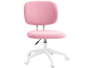 4255633542618 - Bürostuhl Ergonomischer Schreibtischstuhl Höhenverstellbarer Computerstuhl ohne Armlehne Drehstuhl für Arbeitszimmer Samt Rosa - Rosa - Vinsetto