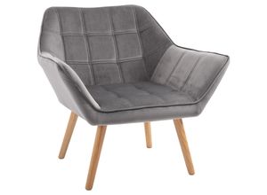 4255633542854 - Homcom - Einzelsessel Ohrensessel Relaxsessel Sessel mit Samt erhöhte Beine samtartiges Polyester skandinavisch Grau 67 x 615 x 71 cm