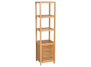 4255633543196 - Homcom - Badschrank Badezimmerschrank mit 3 offenen Fächern Aufbewahrungsschrank aus Bambus Toilettenschrank für Badezimmer Natur 36 x 33 x 140 cm