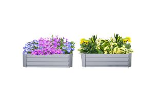 4255633544575 - Pflanzenbeet-Set mit offenen Böden und Stahlrahmen grün (Farbe grau)