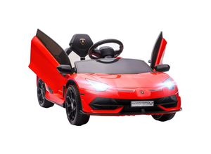 4255633544643 - Homcom - Elektro-Kinderauto lizenzierter Lamborghini Aventador Flügeltüren Musik Hupe für 3-5 Jahre rot - Rot