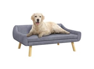 4255633544841 - Pawhut - Haustiersofa Hundesofa Skandidesign abnehmbares Polster Samtoptik 102 cm x 585 cm x 425 cm Grau + Natur - Grau