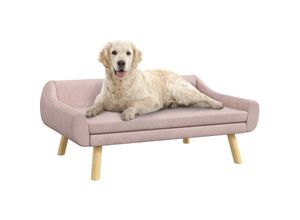 4255633544865 - Hundesofa Katzensofa mit Rückenlehne Hundecouch mit Holzbeine Haustiersofa mit Kissen Hundebett für mittelgroße und große Hunde Samt