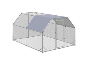 4255633545084 - Hühnerstall mit Sonnenschutzdach silber (Farbe silber grau)