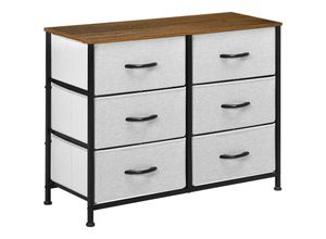 4255633545619 - Kommode Sideboard mit 6 klappbaren Stoffschubladen Schubladenschrank mit Arbeitsplatte Griff Mehrzweckschrank mit Kippschutz für Wohnzimmer