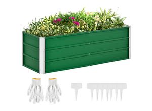 4255633546258 - Hochbeet aus Stahl Gartenbeet Pflanzkasten Blumenkübel mit Handschuhe