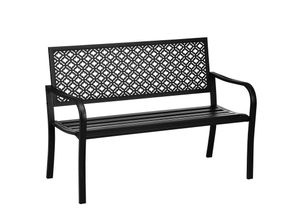 4255633547408 - - Gartenbank aus Metall 2-Sitzer Blumenmuster wetterbeständig 127 x 63 x 83cm Schwarz - Schwarz