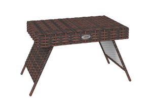 4255633547583 - Rattan Beistelltisch Gartentisch Klapptisch wetterfester Campingtisch Kaffeetisch Couchtisch für Garten Balkon Braun 60 x 41 x 41 cm - Braun