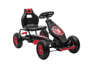 4255633547804 - Homcom - Gokart Kinderfahrzeug mit verstellbarem Sitz Tretfahrzeug mit Gummireifen Pedal und Handbremse Kettcar für 5-12 Jahre Kinder Outdoor